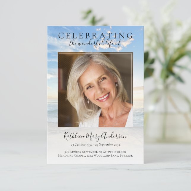 Firande i livets fotobegravning inbjudningar (Stående Fram)