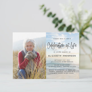 Firande i livets fotobegravningsinbjudan inbjudningar