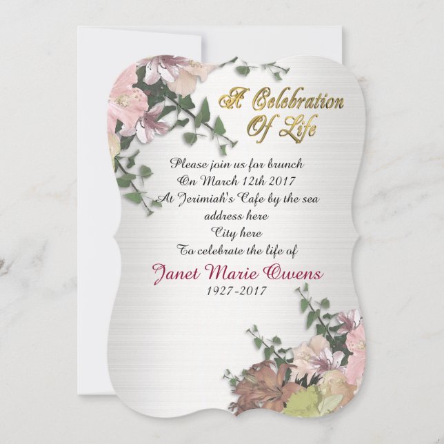 Firande i livets inbjudan blommor och Ivy (Framsida)