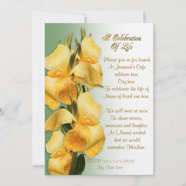 Firande i livets inbjudan Canna lilies (Framsida)