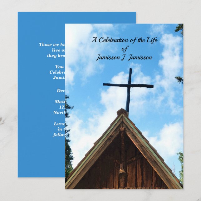 Firande i livets inbjudan, den gamla Land kyrkan Inbjudningar (Fram/baksida)