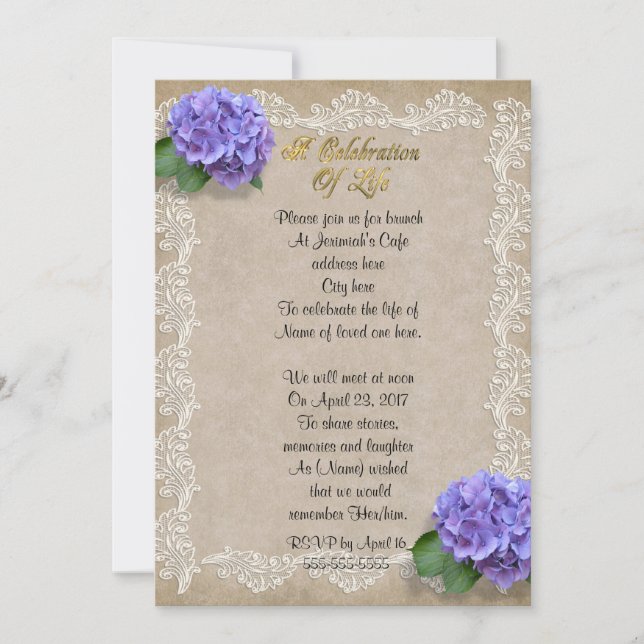 Firande i livets inbjudan: hydrangea inbjudningar (Framsida)