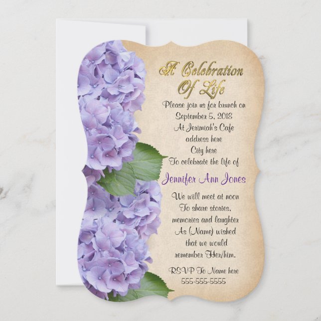 Firande i livets inbjudan: hydrangea inbjudningar (Framsida)