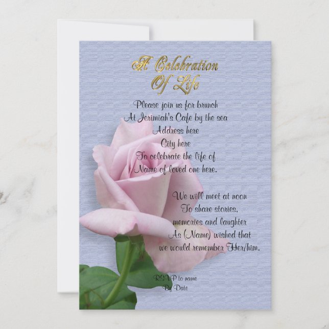 Firande i livets inbjudan lavender ro (Framsida)