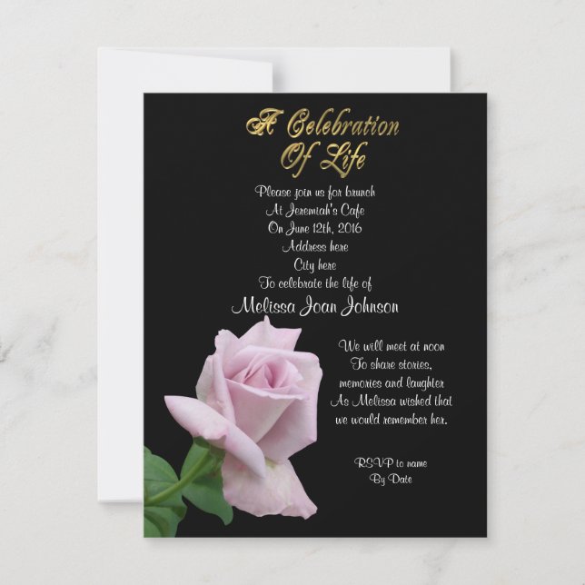 Firande i livets inbjudan lavender ro (Framsida)