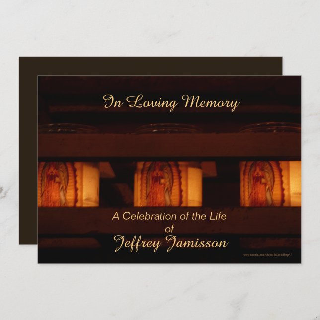 Firande i livets inbjudan, minnesljus inbjudningar (Fram/baksida)