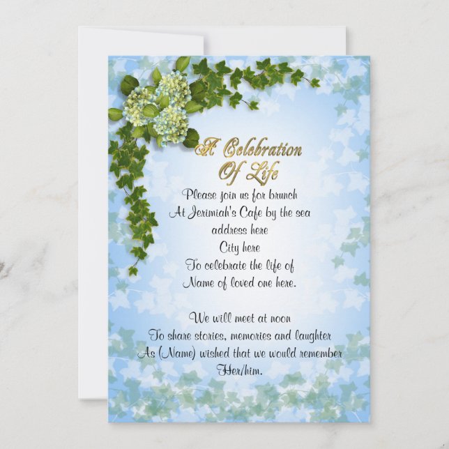 Firande i livets inbjudan och blommor (Framsida)