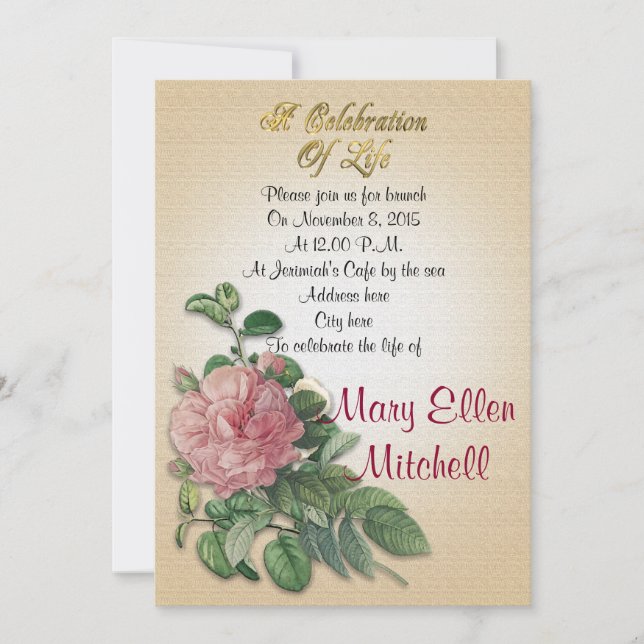 Firande i livets inbjudan vintage ro (Framsida)