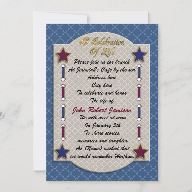 Firande i livets minnesinbjudan patriotisk inbjudningar (Framsida)