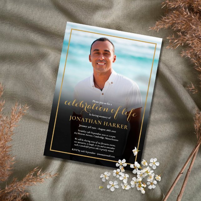 Firande i livets moderna begravningsfoto inbjudningar (Skapare uppladdad)