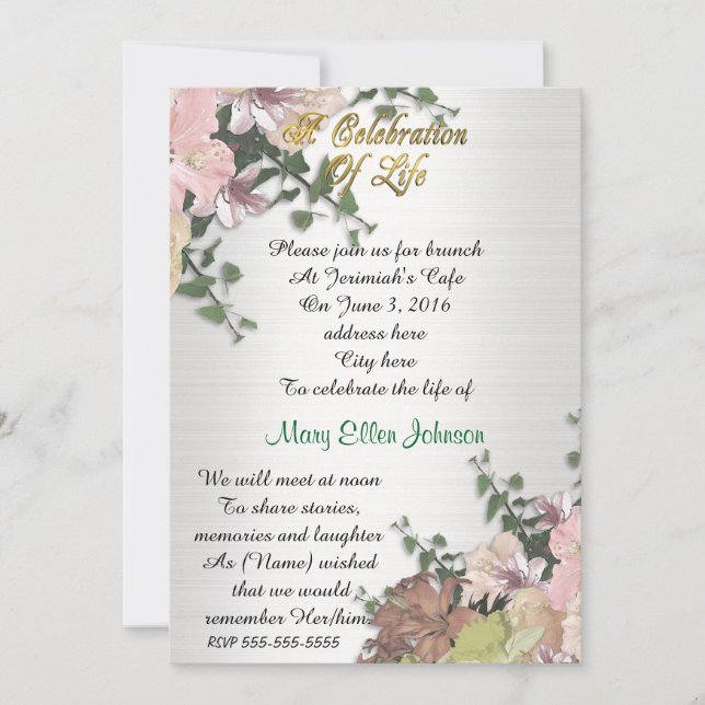 Firande i Vår Blommigten för livets inbjudan (Framsida)