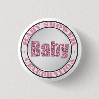 Firande-knappar i glitter Rosa Baby Shower Knapp