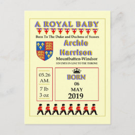 Firande-kort Royal Baby Inbjudan Vykort