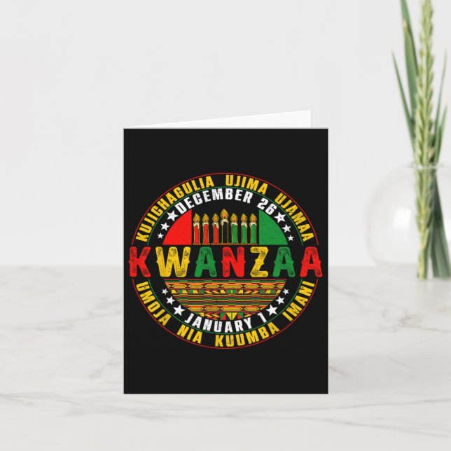 Firande Kwanzaa Kinara Principer Ljus Stekpanna  Kort (Framsida)