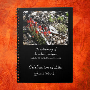 Firande Life Guest Bok, Red Flowers Spiral Anteckningsbok