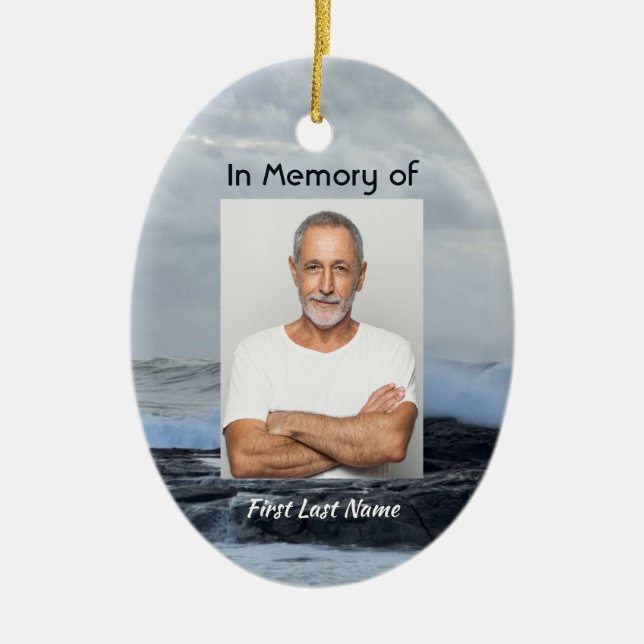 Firande Life Keepsaké Storm Ocean Julgransprydnad Keramik (Framsidan)