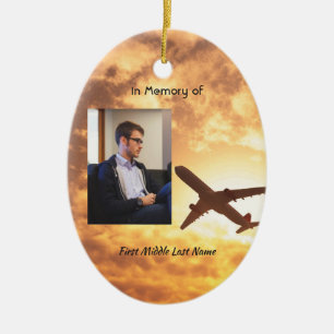 Firande Life Memorial Keepsaké Airplan Pilot Julgransprydnad Keramik