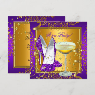 Firande Lila Champagne Royal Guld Fest Inbjudningar