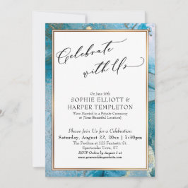 Firande med oss Teal & Guld Bläckmottagning endast Inbjudningar