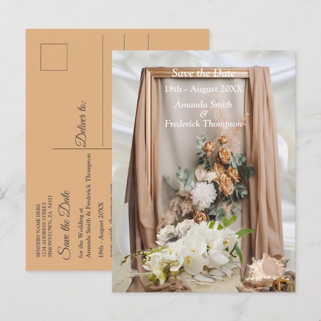 Firande med vita blommor runt siden meddelande vykort (Fram/baksida)