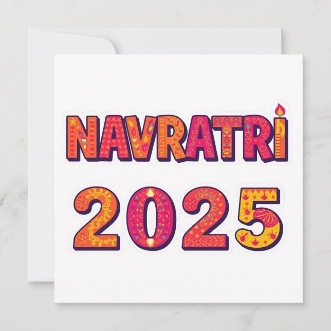 Firande "NAVRATRI 2025" färgämnet typografi Inbjudningar (Framsida)