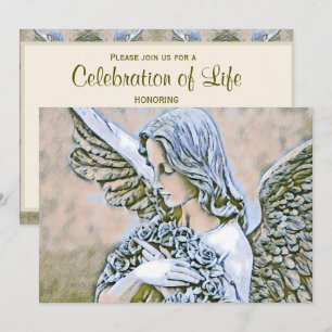 Firande of Life - Angel med blommor Inbjudningar