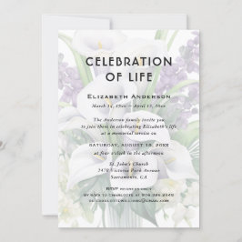Firande of Life Funeral Calla Lily Blommigt Inbjudningar