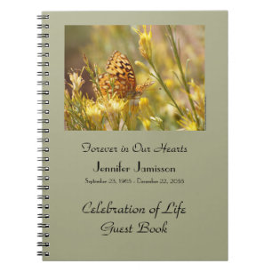 Firande of Life Guest Bok, Gult Butterfly Anteckningsbok Med Spiral