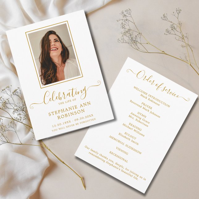 Firande of Life Photo Guld Order of Service Program (Skapare uppladdad)