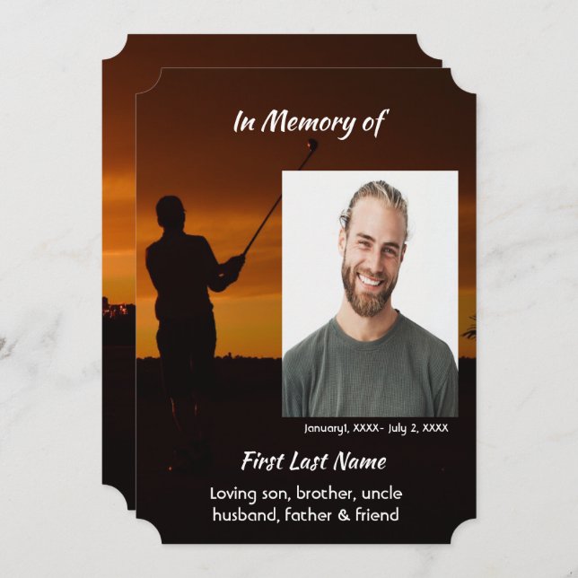 Firande of Life Service Golfer Golfing Golf Inbjudningar (Fram/baksida)