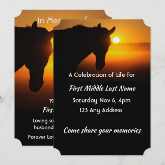 Firande of Life Service Horse Silhouette Inbjudningar