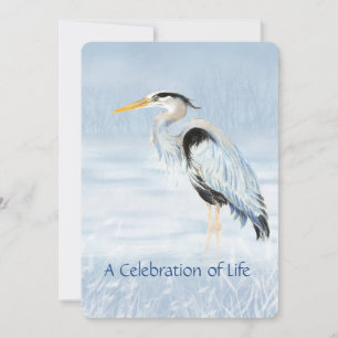 Firande of Life Service Underbar Blue Heron Bird Inbjudningar