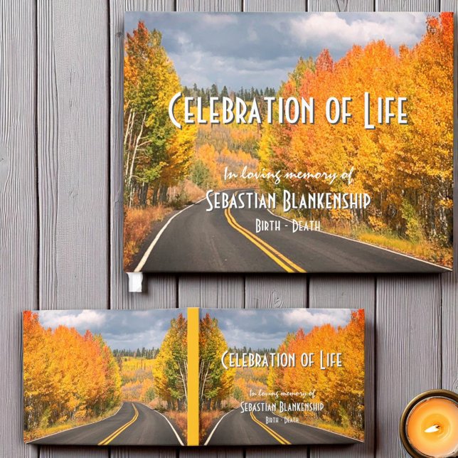 Firande om Life Fall Roadside Scene Memorial Gästböcker (Front template and back fall landscape photo guestbook)