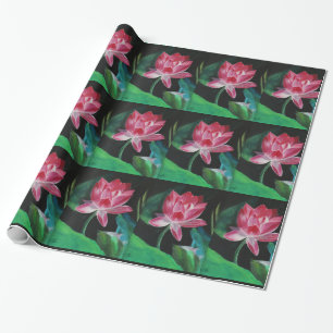 Firande Rosa Lotus Glossy Wrapping Papper Presentpapper
