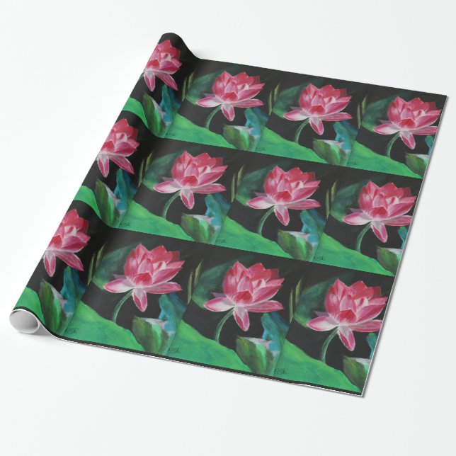 Firande Rosa Lotus Glossy Wrapping Papper Presentpapper (Utrullad)