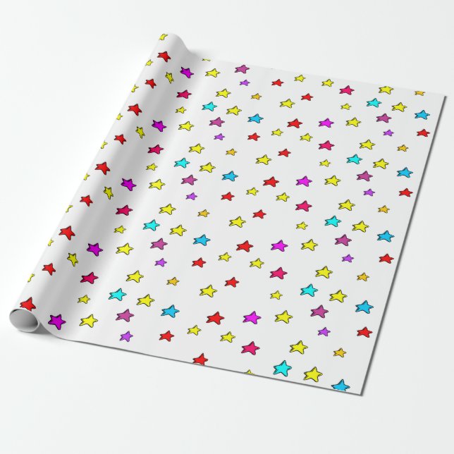 Firande Stars Wrapping Papper Presentpapper (Utrullad)