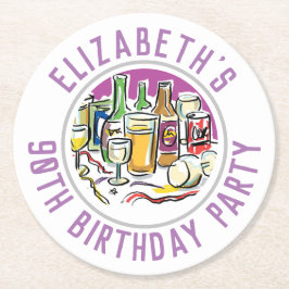 Firande vid 90:e födelsedag underlägg papper rund