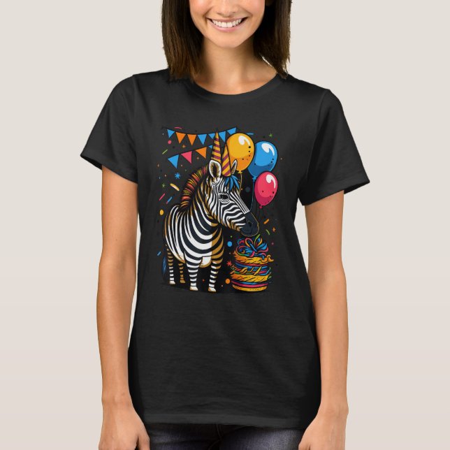 Firande Zebra Event Födelsedagsfest Zebra T Shirt (Framsida)