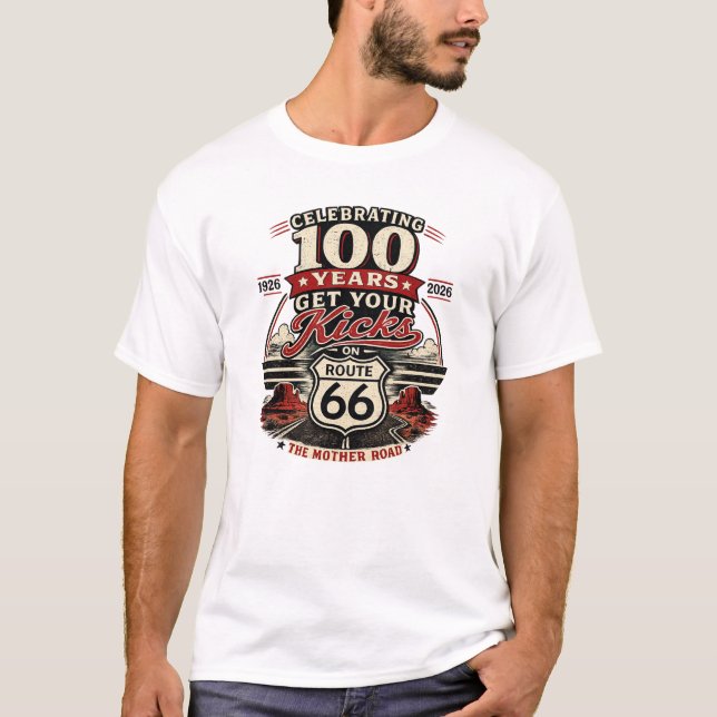 Firar 100 år av Route 66 T Shirt (Framsida)