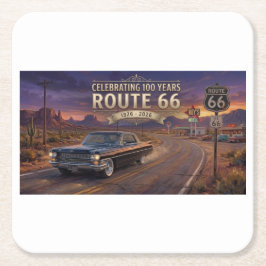 Firar 100 år: Route 66 Underlägg Papper Kvadrat