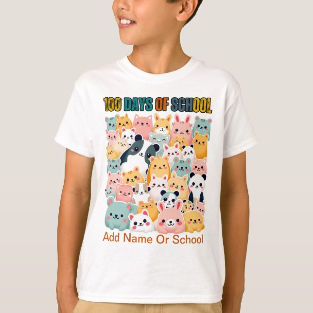 Firar 100 dagar i skolan med Kawaii-djur T Shirt (Framsida)