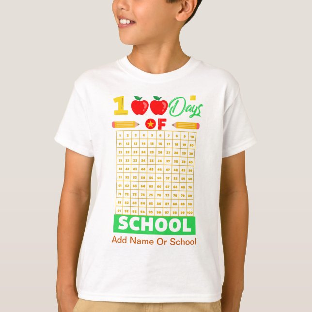 Firar 100 skoldagar med Roligt Counting T Shirt (Framsida)