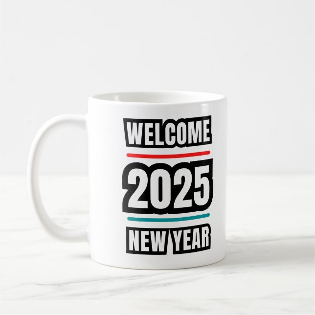 Firar 2025 års nyårskonstruktion kaffemugg (Vänster)
