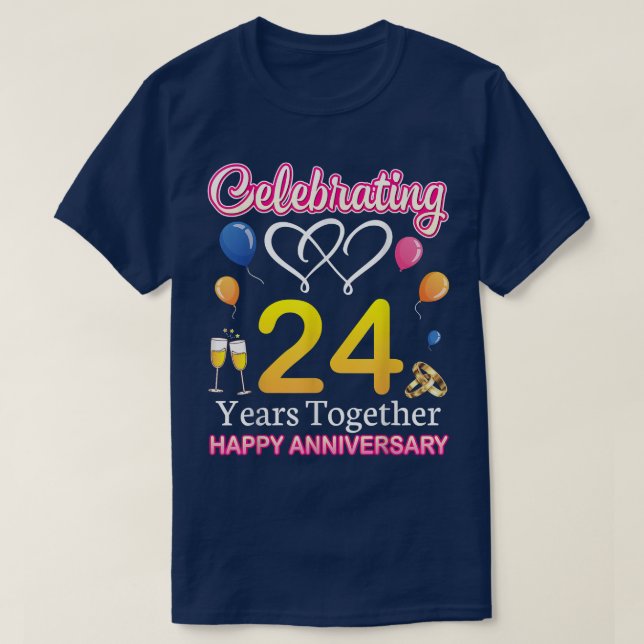 Firar 24 år tillsammans Lycklig bröllopsdag T Shirt (Design framsida)