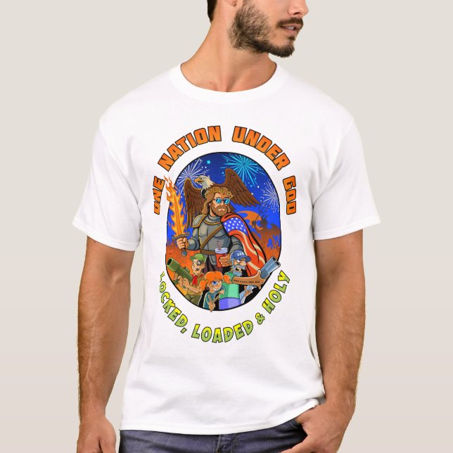 Firar 4:e juli med Jesus T Shirt (Framsida)