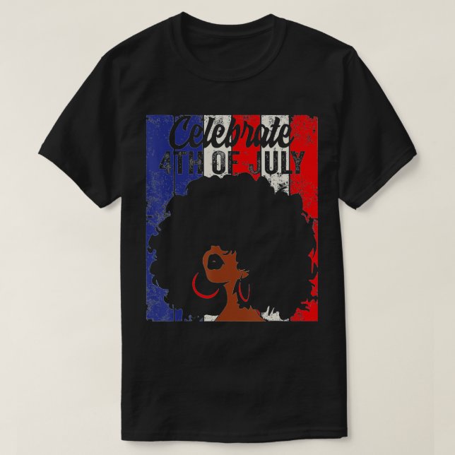 Firar 4:e juli: Retro African American Flagga  T Shirt (Design framsida)