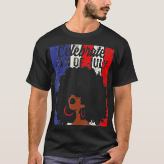 Firar 4:e juli: Retro African American Flagga T Shirt