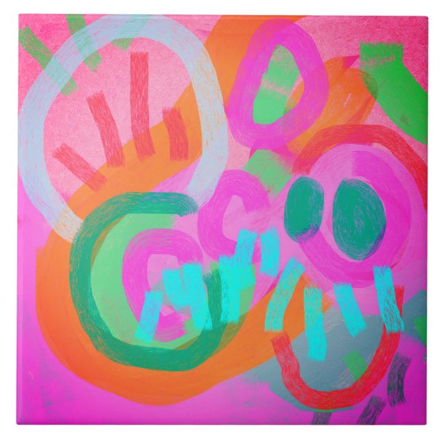 Firar Abstrakt Digital Painting Kakelplatta (Framsidan)