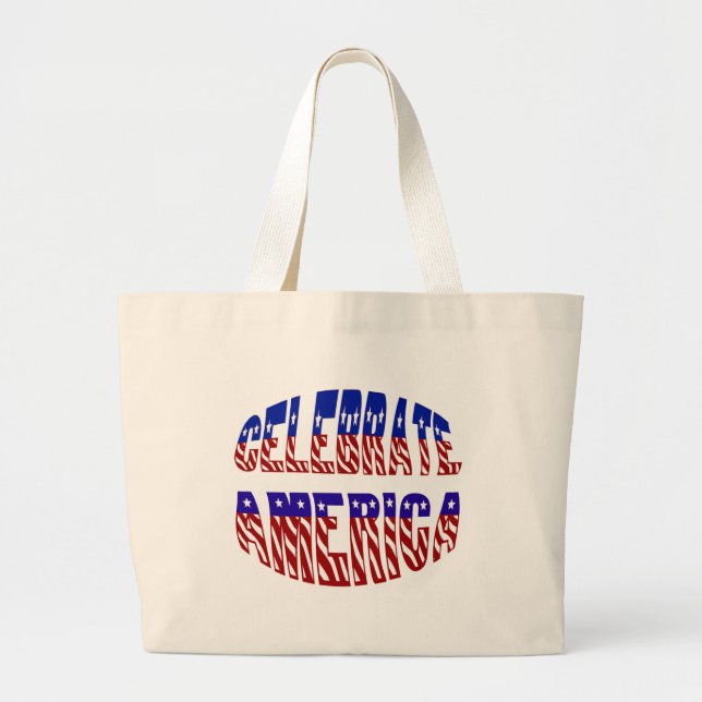 Firar America Flagga Font #1 Tote Bag Jumbo Tygkasse (Framsidan)