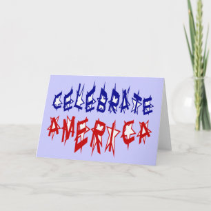 Firar America Flagga Font #2 Kort